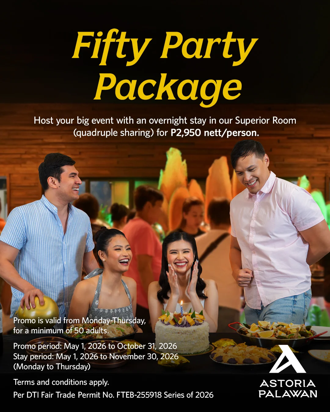 Fifty Party Package – Astoria Palawan